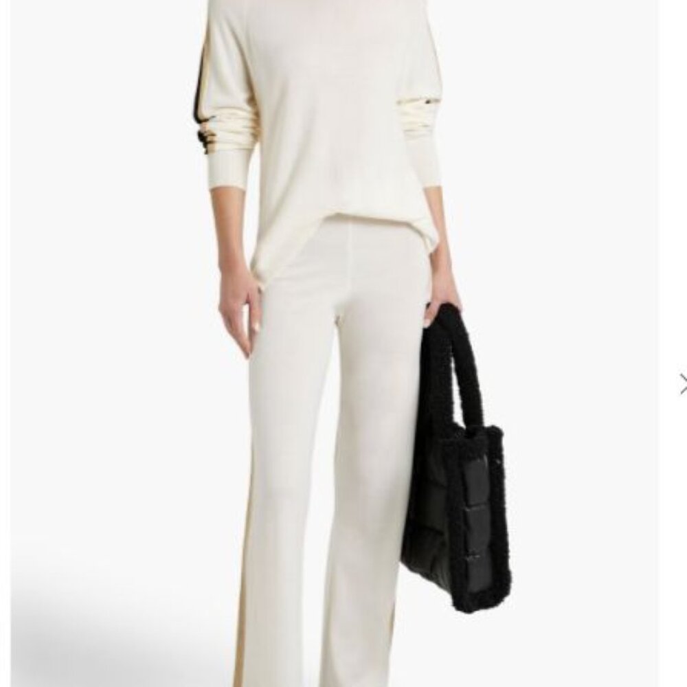 NWT WE NORWEGIANS Italian Merino Wool Women's Cream Gold Knit Pants fit XS